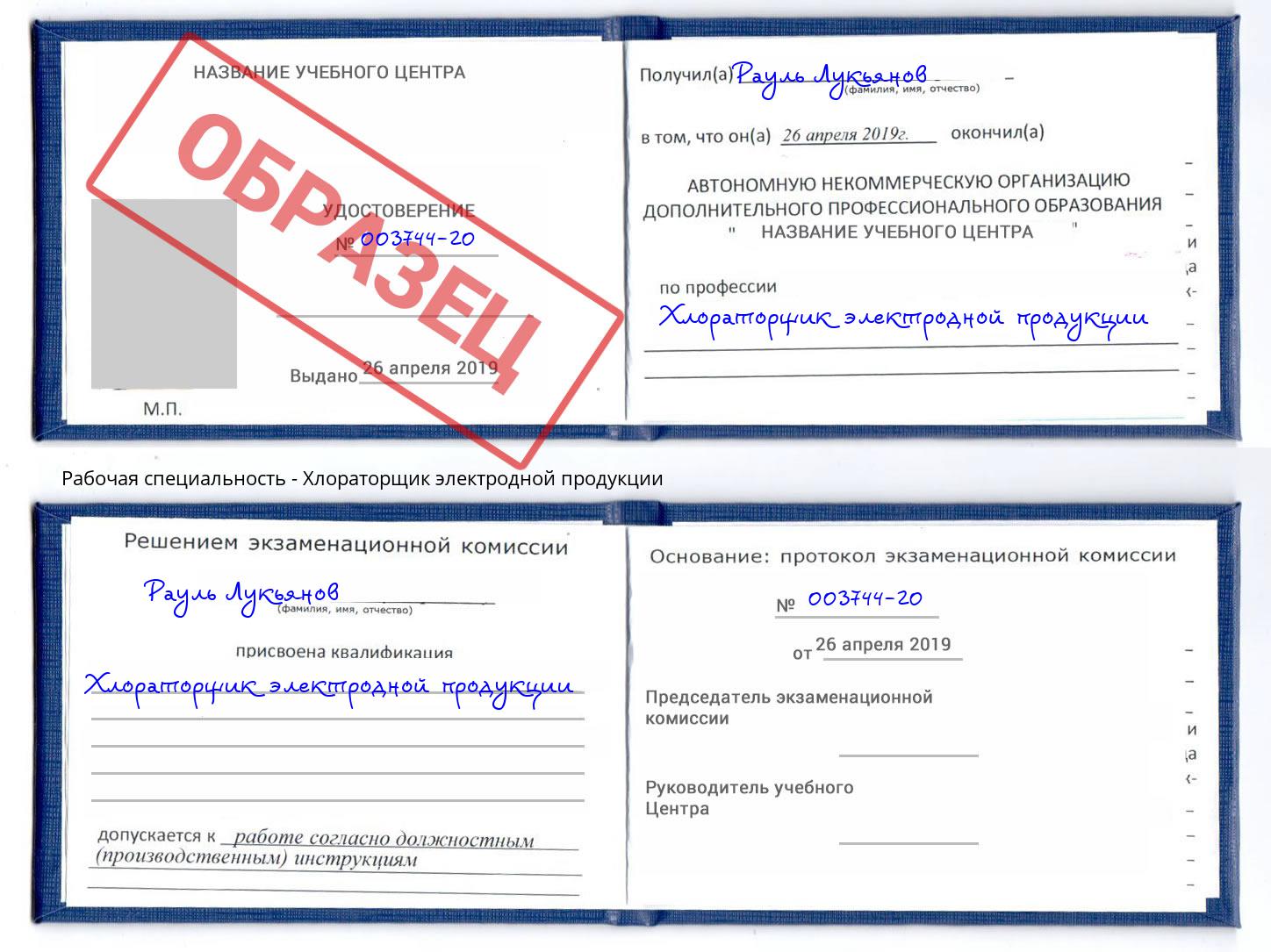 Хлораторщик электродной продукции Можга