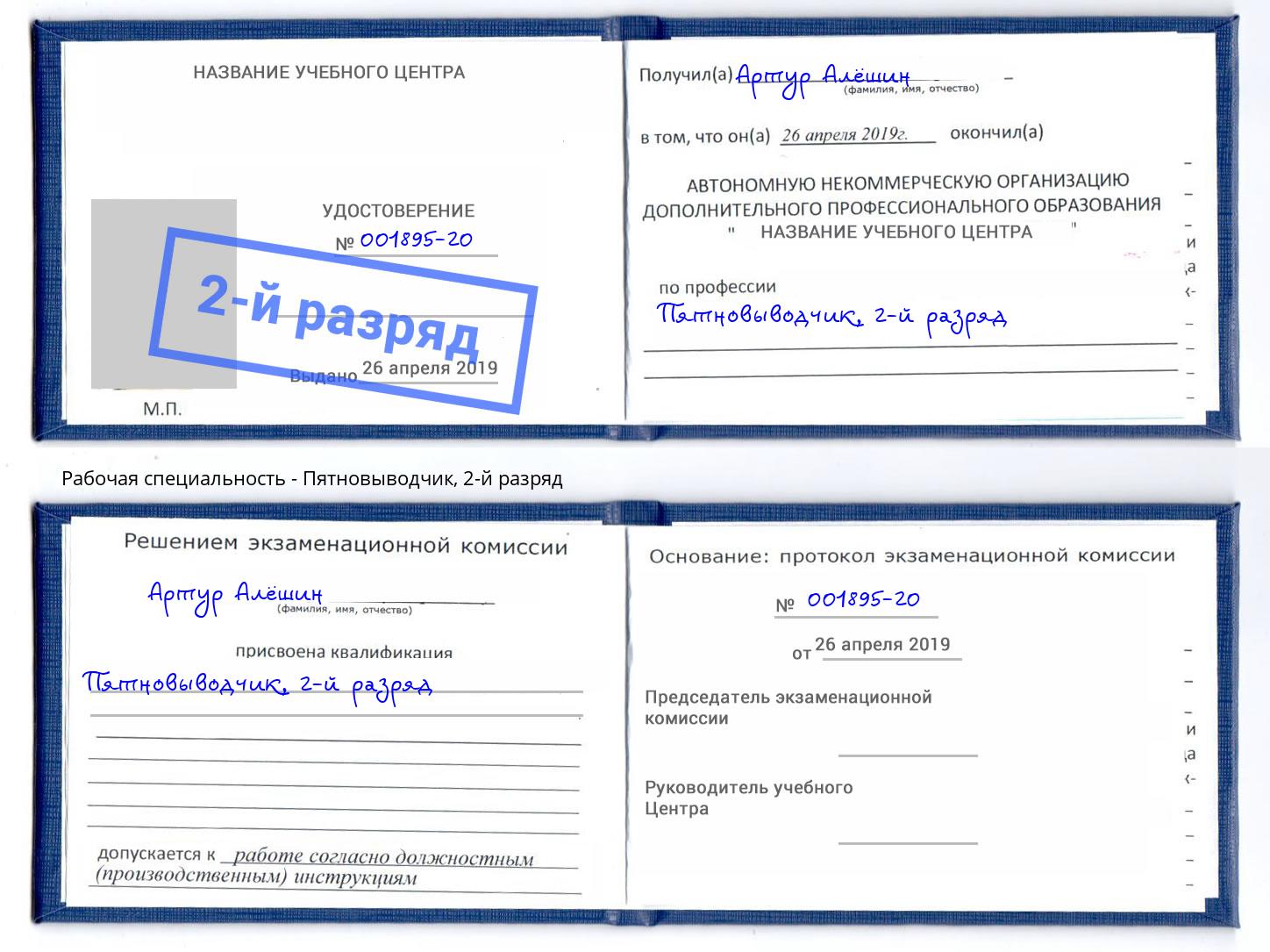 корочка 2-й разряд Пятновыводчик Можга