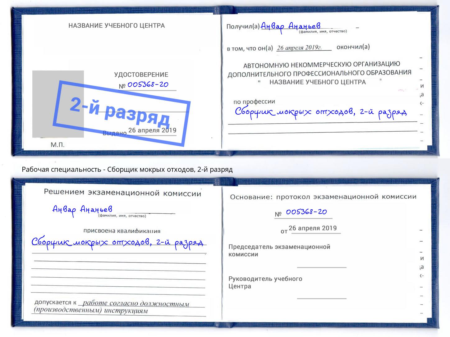 корочка 2-й разряд Сборщик мокрых отходов Можга