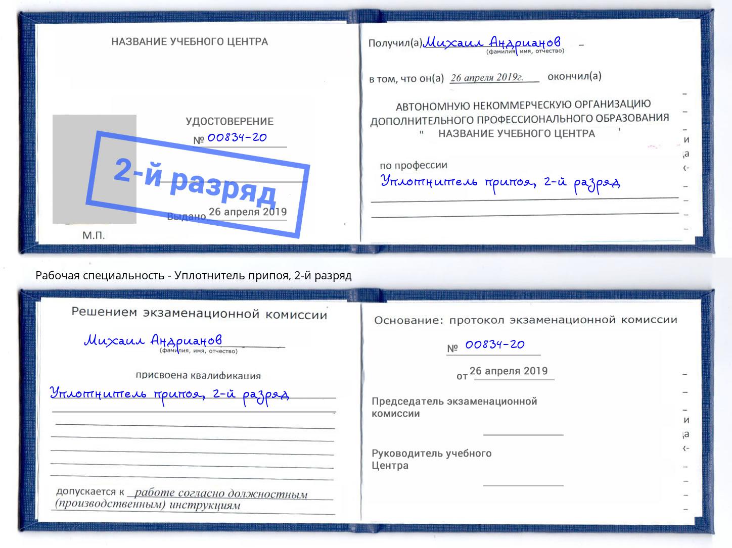 корочка 2-й разряд Уплотнитель припоя Можга